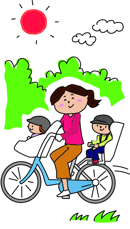 幼児2人同乗用(3人乗り)自転車のイラスト