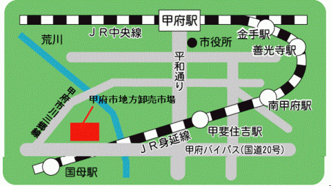 甲府市地方卸売市場位置図