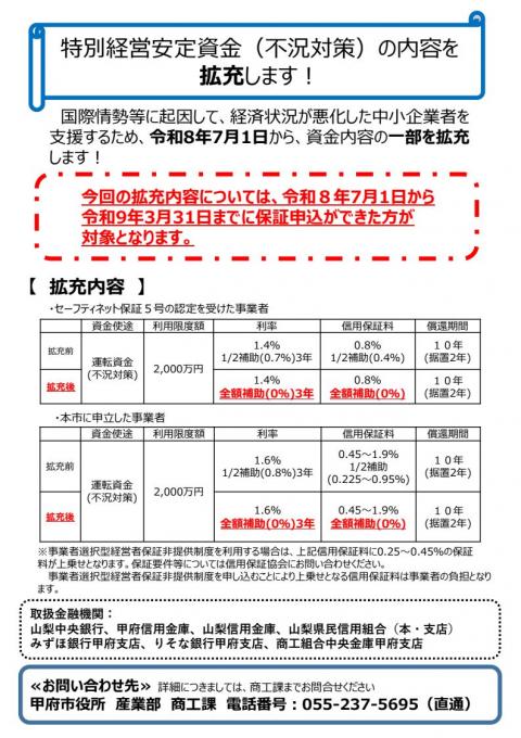 特別経営安定資金チラシ