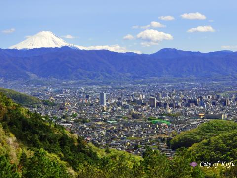 甲府盆地と富士山